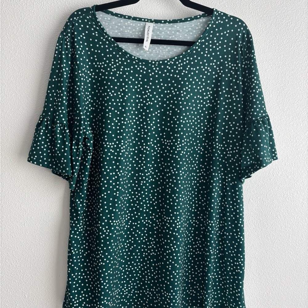 Tickled Teal Green and White Short Sleeve Tee